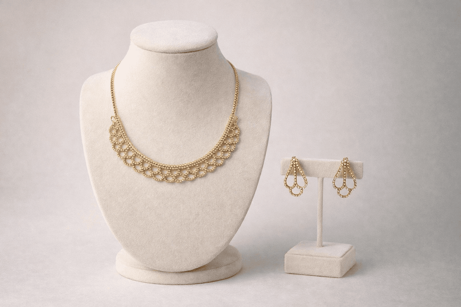 Aurelia Gold Crystal Lace Choker Necklace Set with Stud Earrings - view 2