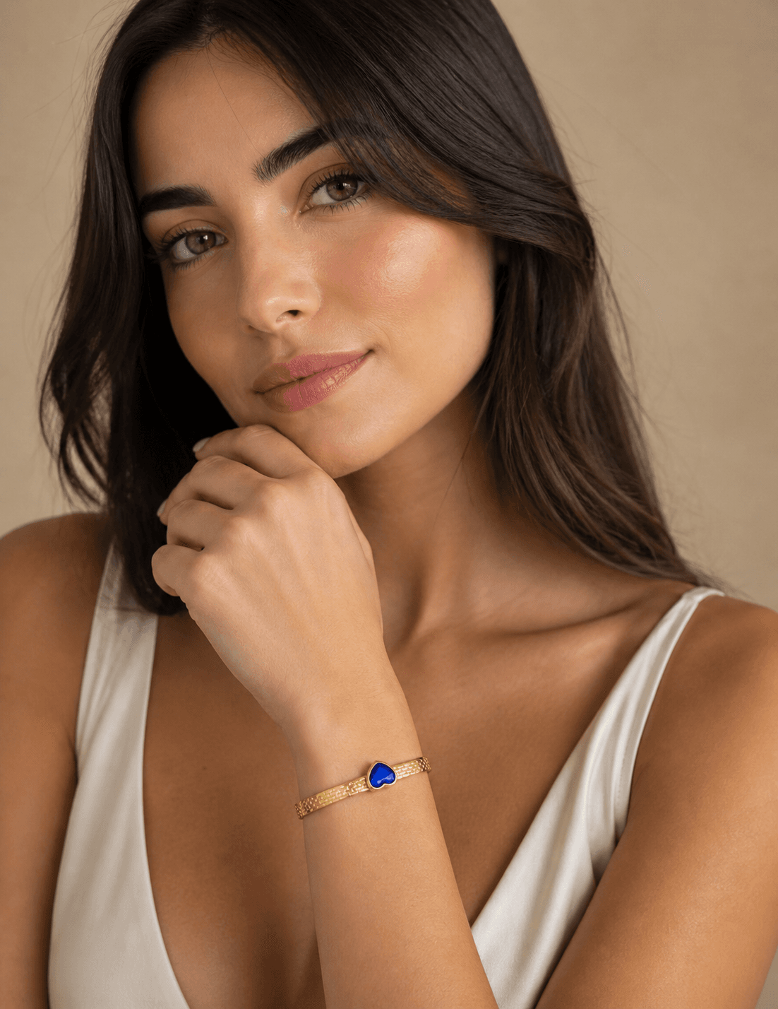 Blue Heart Stone Gold Plated Bracelet for Women - view 1
