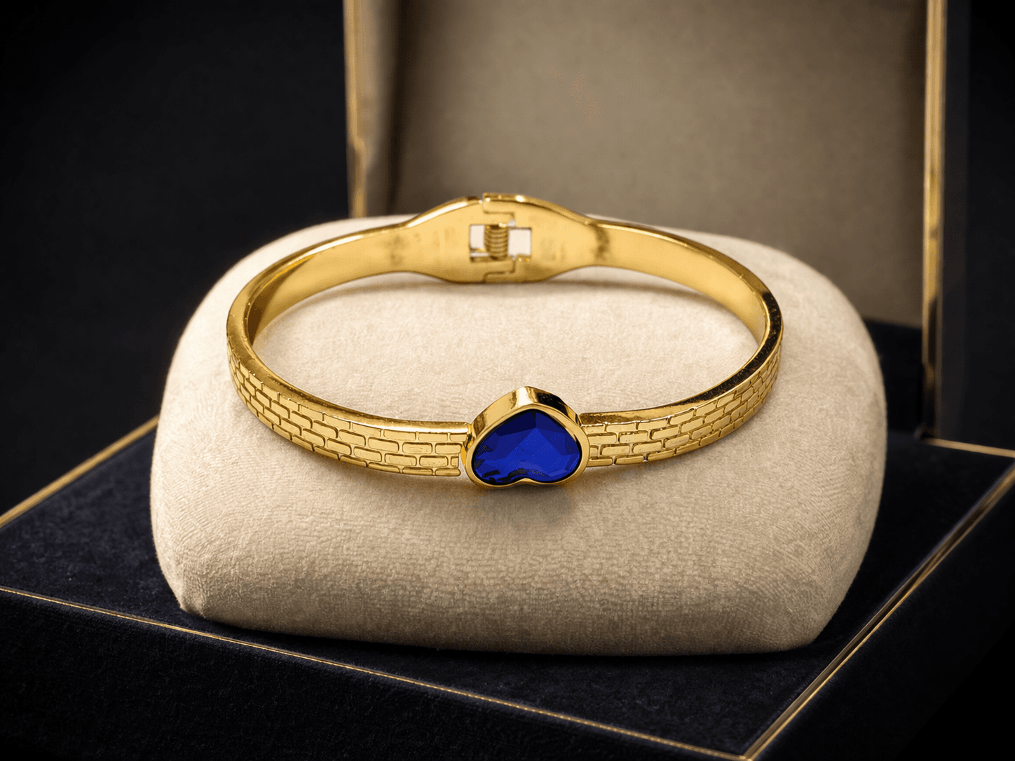 Blue Heart Stone Gold Plated Bracelet for Women - view 2