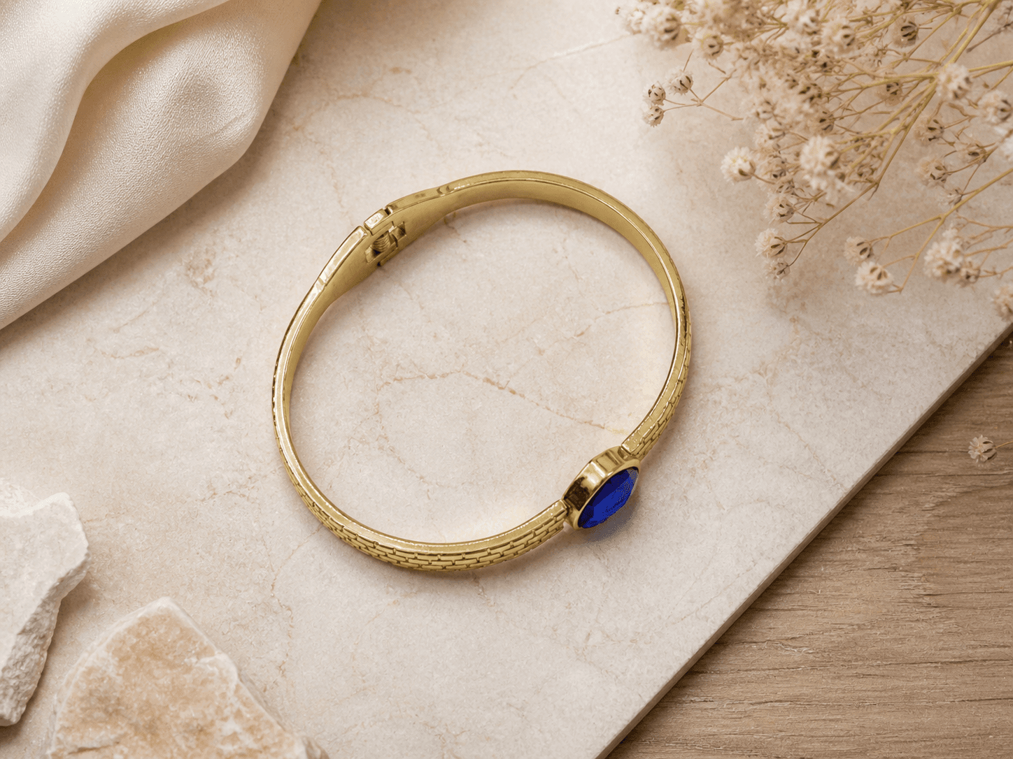 Blue Heart Stone Gold Plated Bracelet for Women - view 3