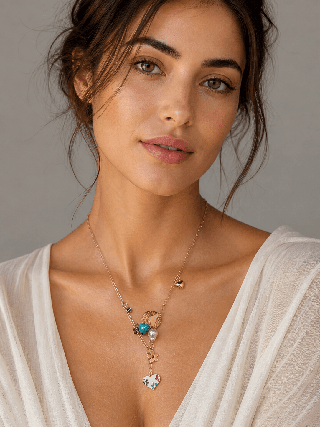 Boho Charm Gold Plated Layered Pendant Necklace for Women - view 2