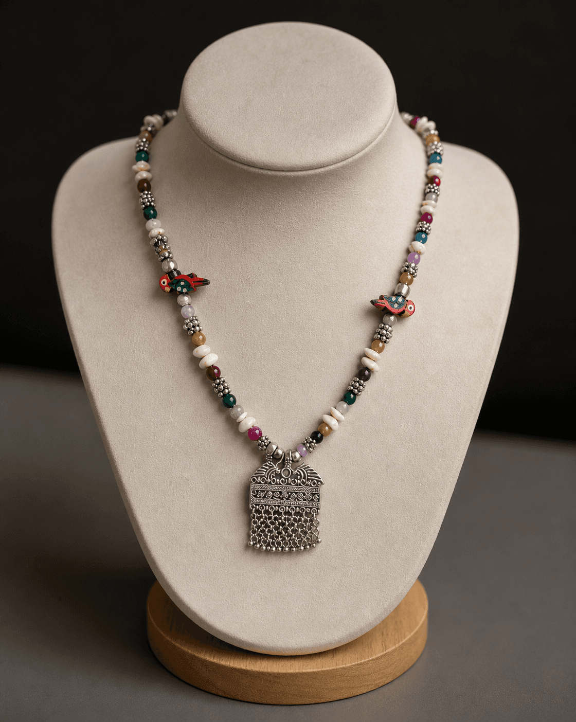 Boho Tribal Multicolor Beaded Pendant Necklace for Women - view 2