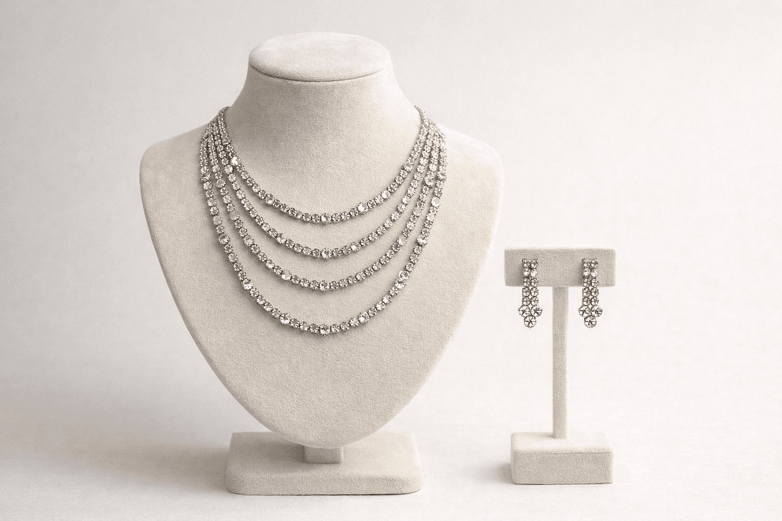 Celeste Luxe Multi-Layer Crystal Necklace Set with Drop Earrings - view 2