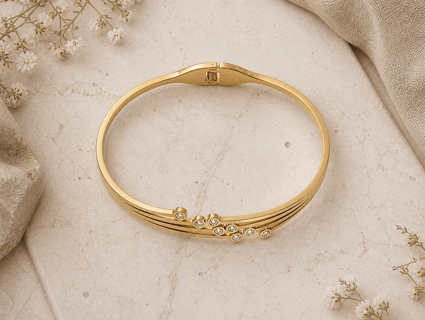 Crystal Wave Gold Plated Bracelet for Women - view 2