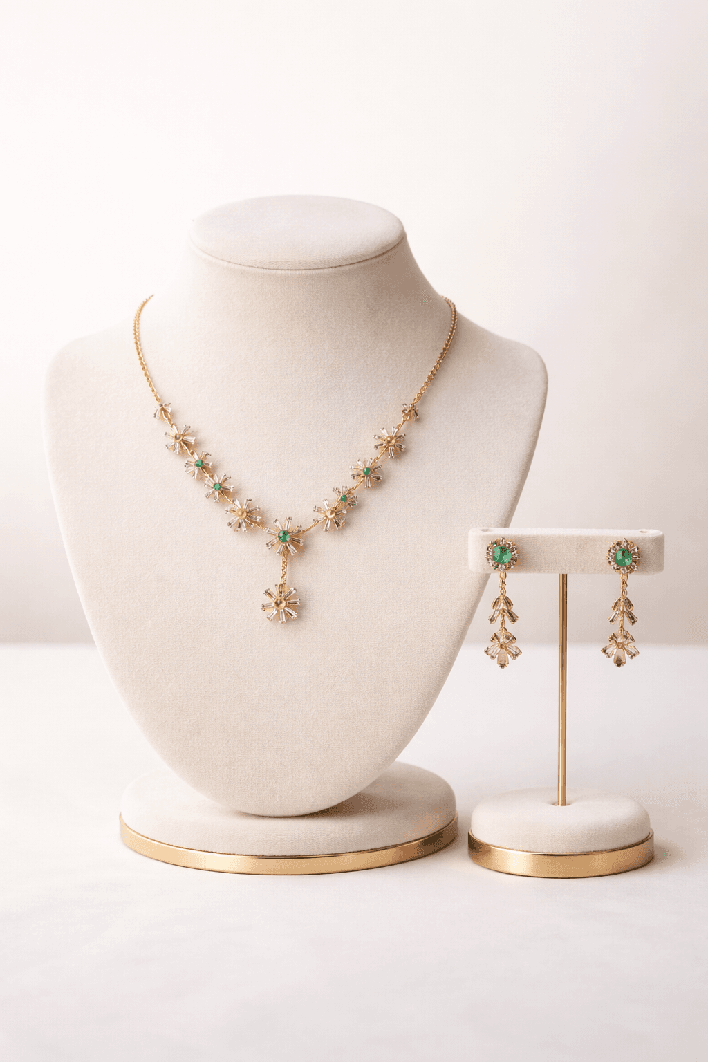 Elysia Bloom Pastel Crystal Floral Necklace Set with Drop Earrings - view 1