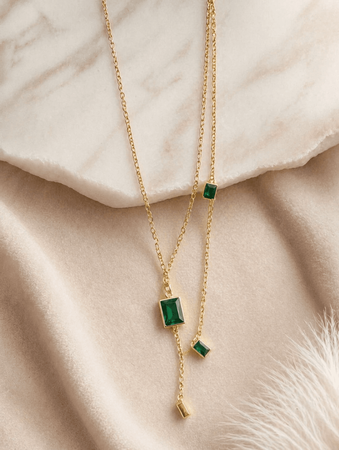 Emerald Green Layered Gold Plated Necklace for Women - view 1