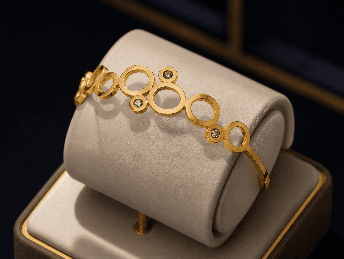 Gold Plated Abstract Circle Bracelet for Women - view 2