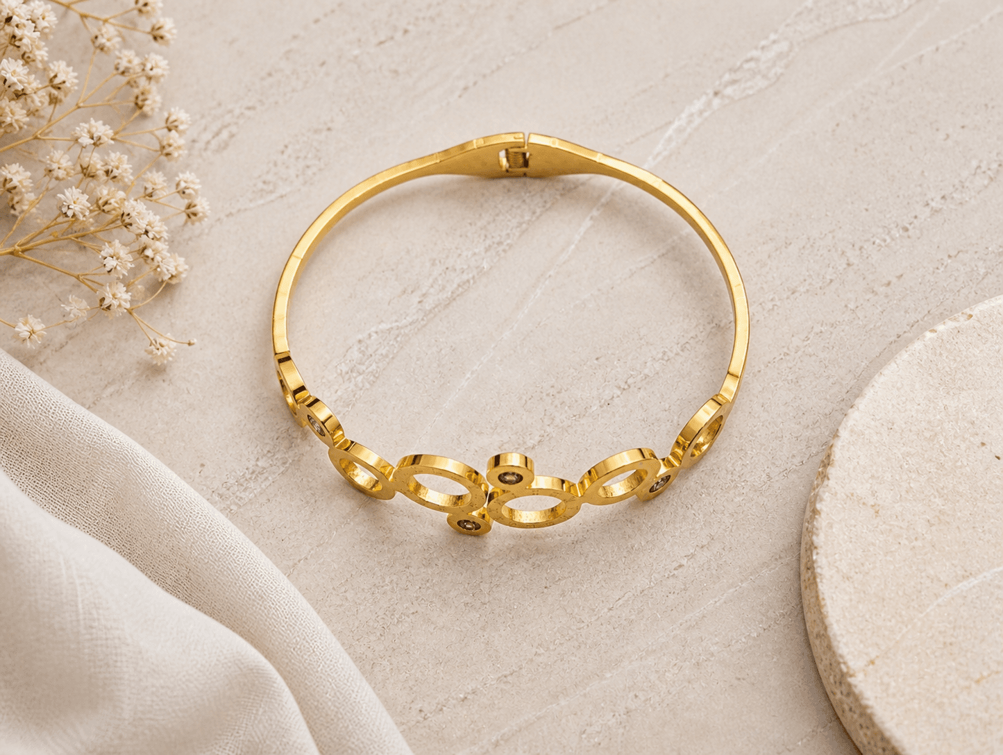 Gold Plated Abstract Circle Bracelet for Women - view 3
