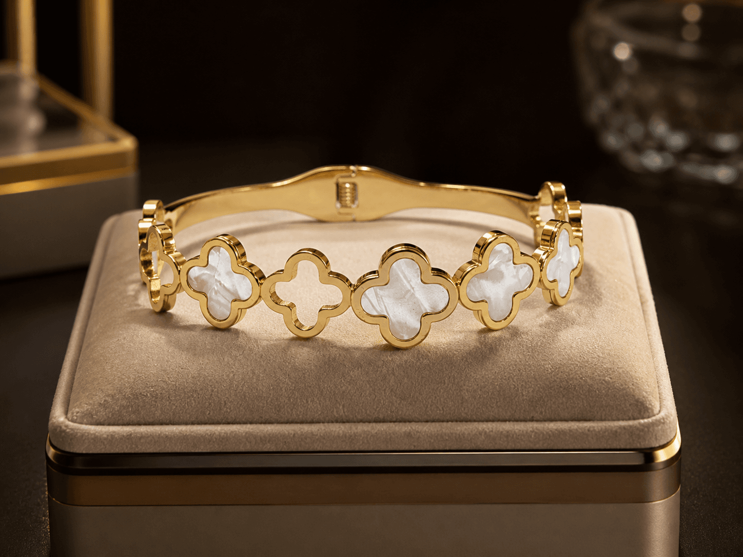 Gold Plated Floral Stone Bracelet for Women - view 1