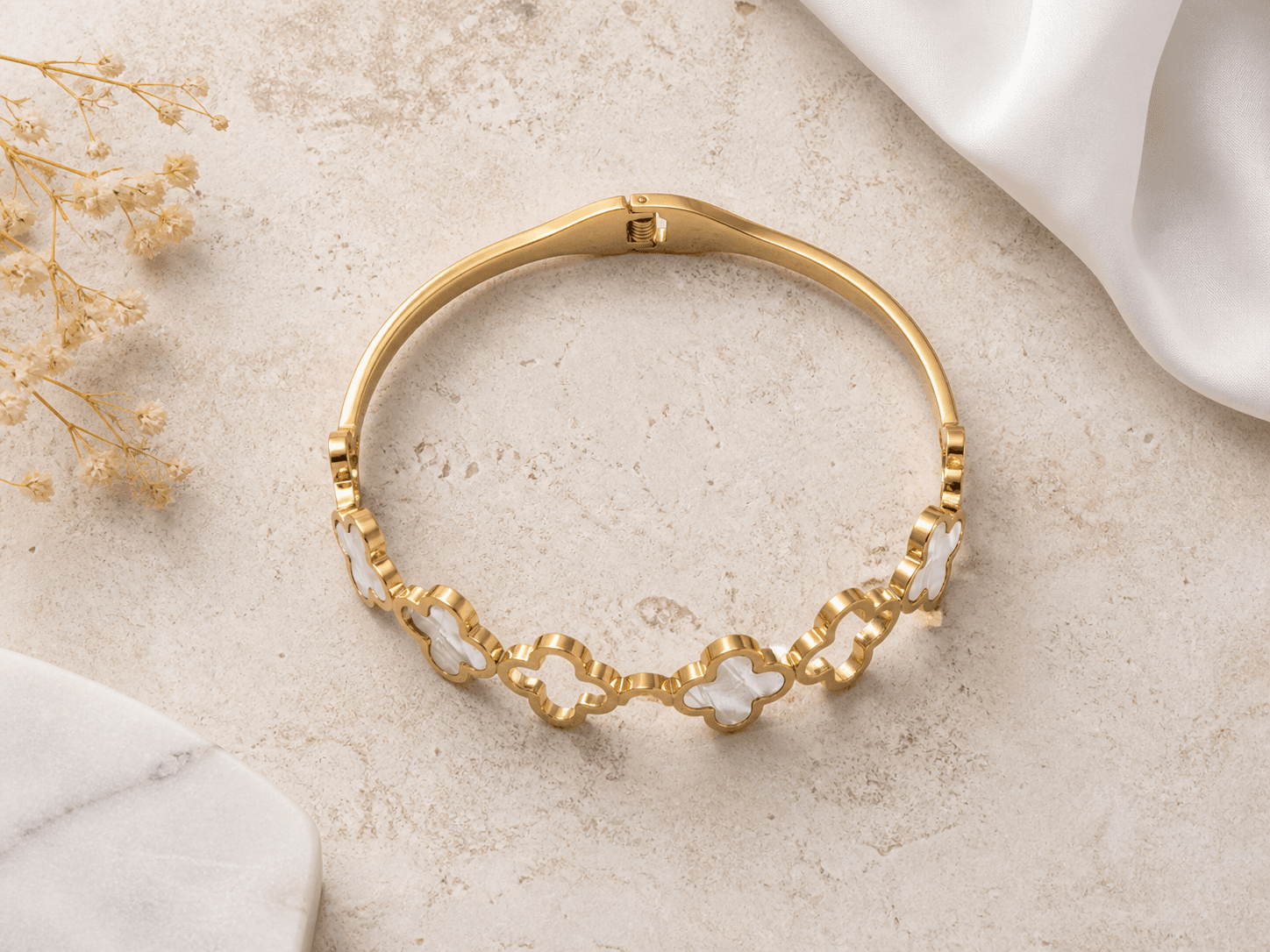 Gold Plated Floral Stone Bracelet for Women - view 2