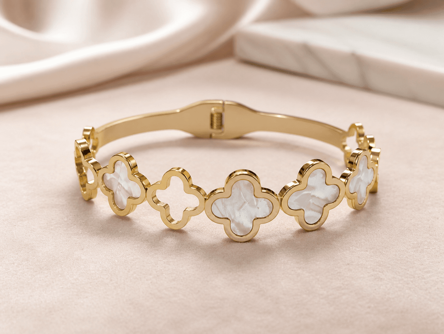 Gold Plated Floral Stone Bracelet for Women - view 3