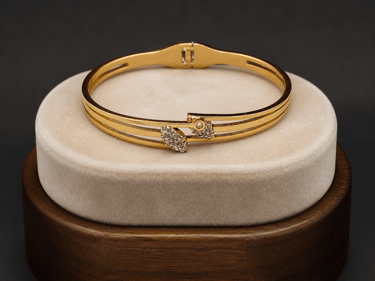 Gold Plated Leaf Crystal Minimal Bracelet for Women - view 1