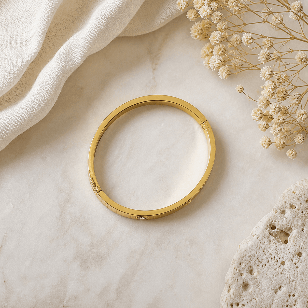 Gold Plated Minimal Crystal Bangle Bracelet for Women - view 3