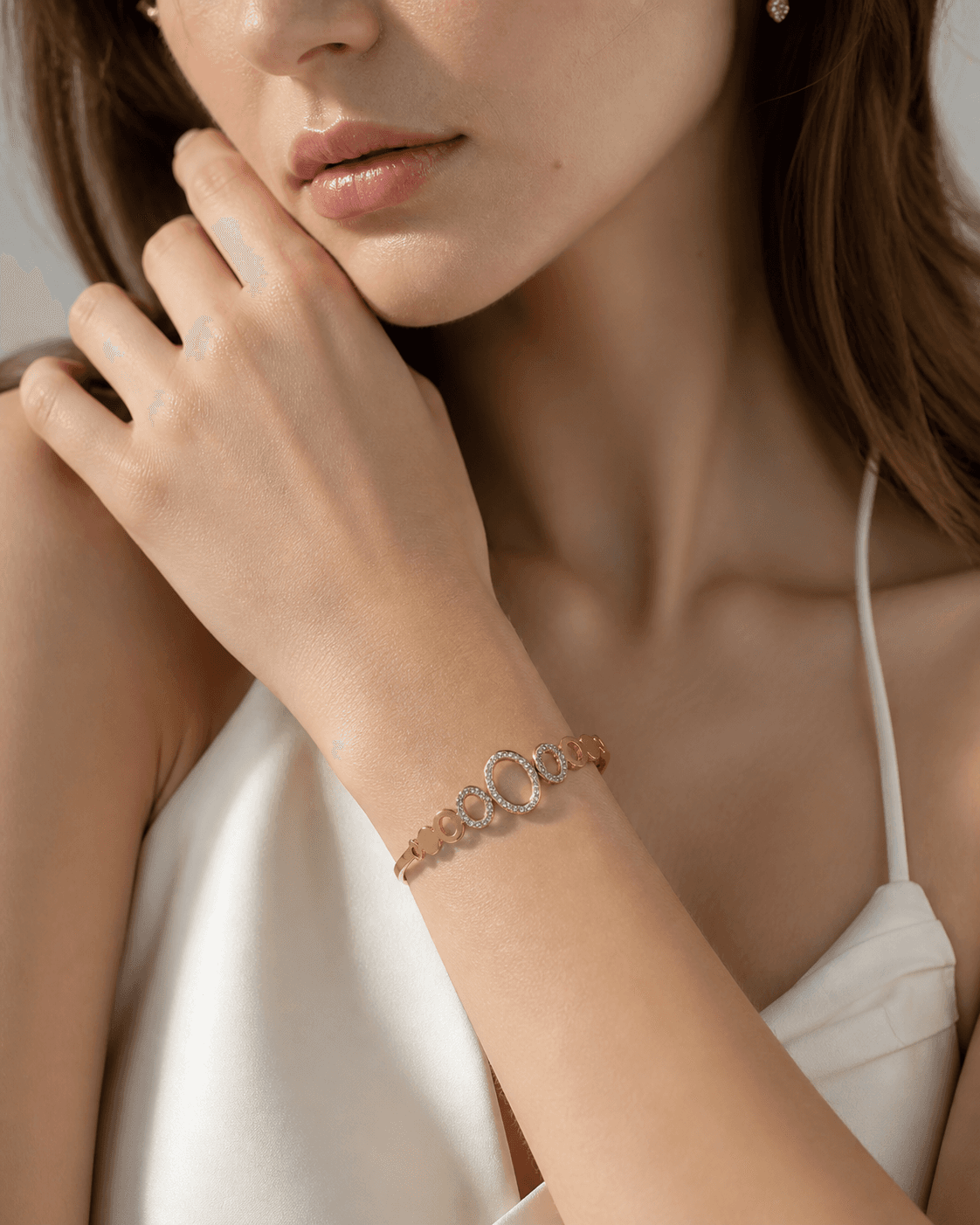 Gold Plated Oval Crystal Bracelet for Women - view 1
