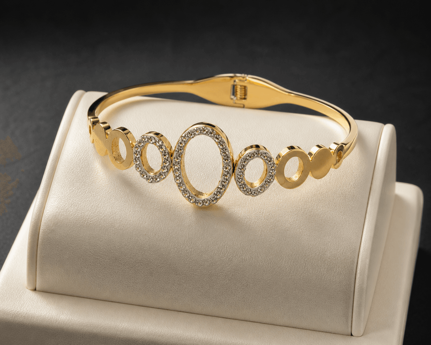 Gold Plated Oval Crystal Bracelet for Women - view 2