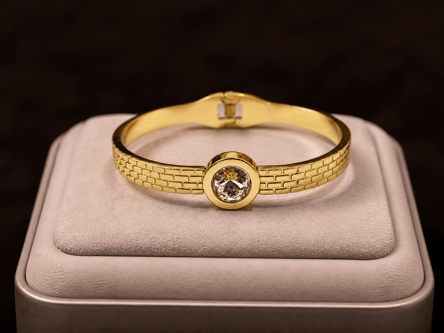 Gold Plated Solitaire Crystal Bracelet for Women - view 1