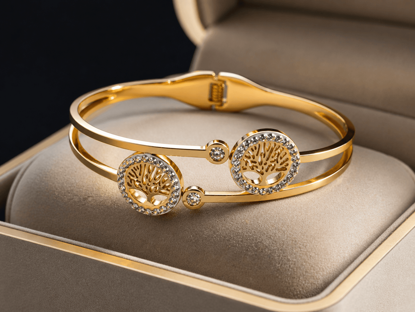 Gold Plated Tree Motif Crystal Bracelet for Women - view 3