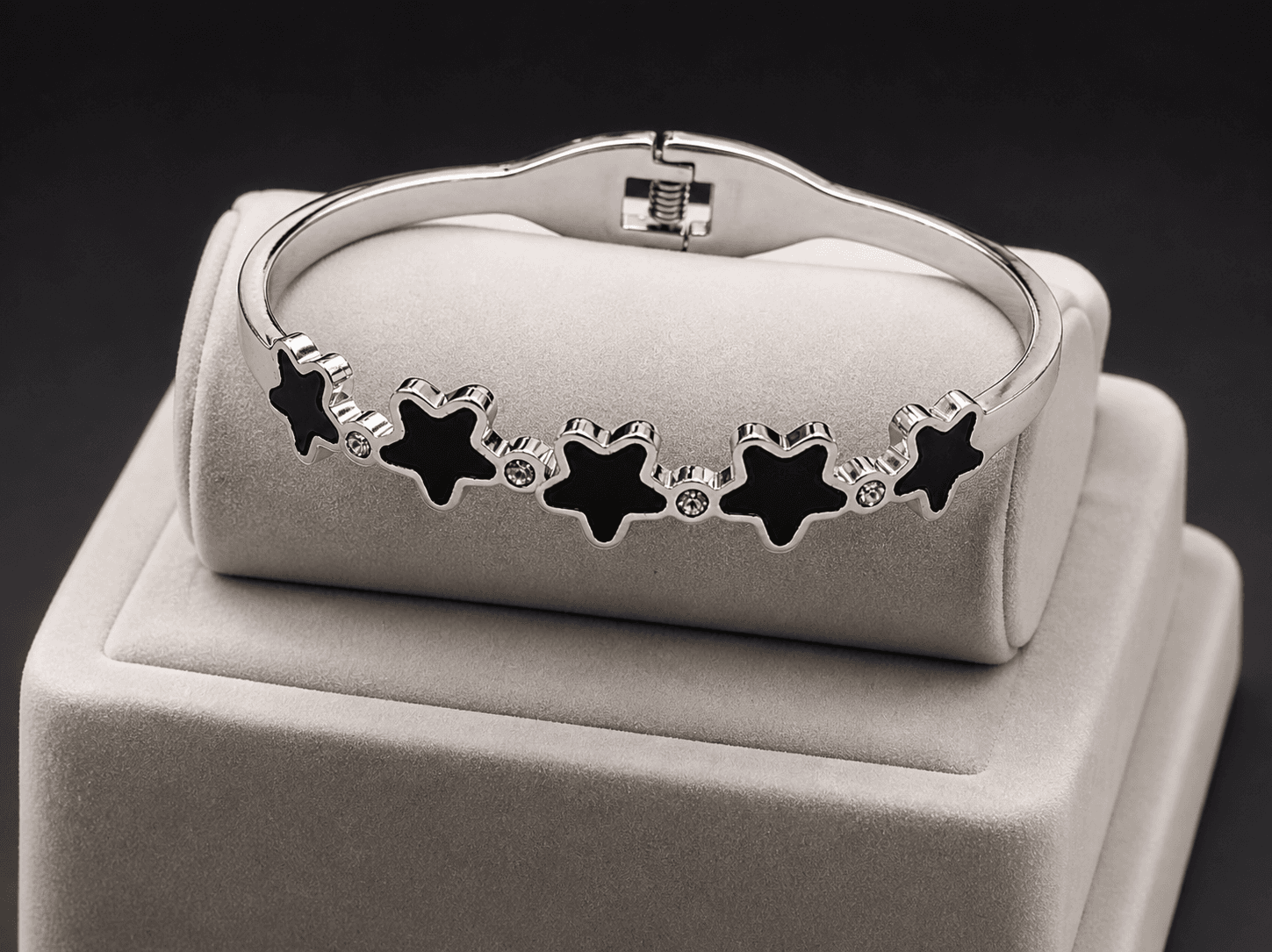 Silver Plated Black Floral Charm Bracelet for Women - view 2